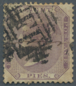 O Indien - Used Abroad: ABYSSINIA 1868: India 1865 QV 8p. Purple Used And Cancelled By "F.F." In Diamond Of Bars By The - Other & Unclassified