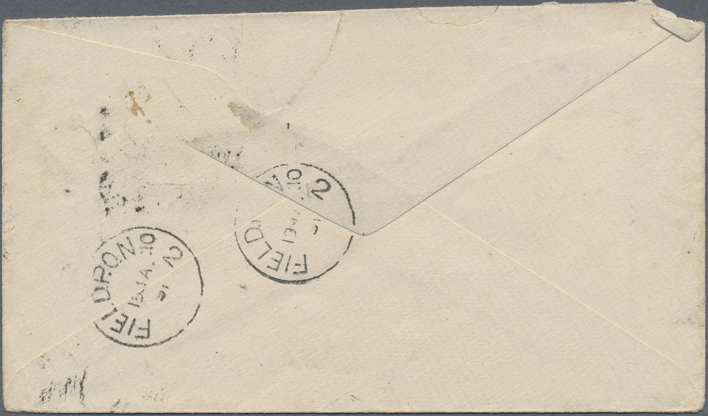 Br Indien - Feldpost: 1891. Indian Postal Stationery Envelope 'half Ana' Green Cancelled By Derajat Squared Circle 'Ma 1 - Franchise Militaire