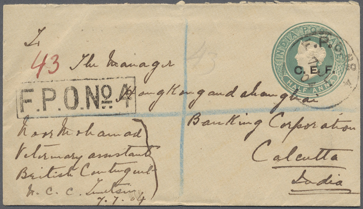 GA Indien - Feldpost: 1904. Registered 'China Expeditionary Force' Postal Stationery Envelope Half Anna Green Upgraded W - Franchise Militaire