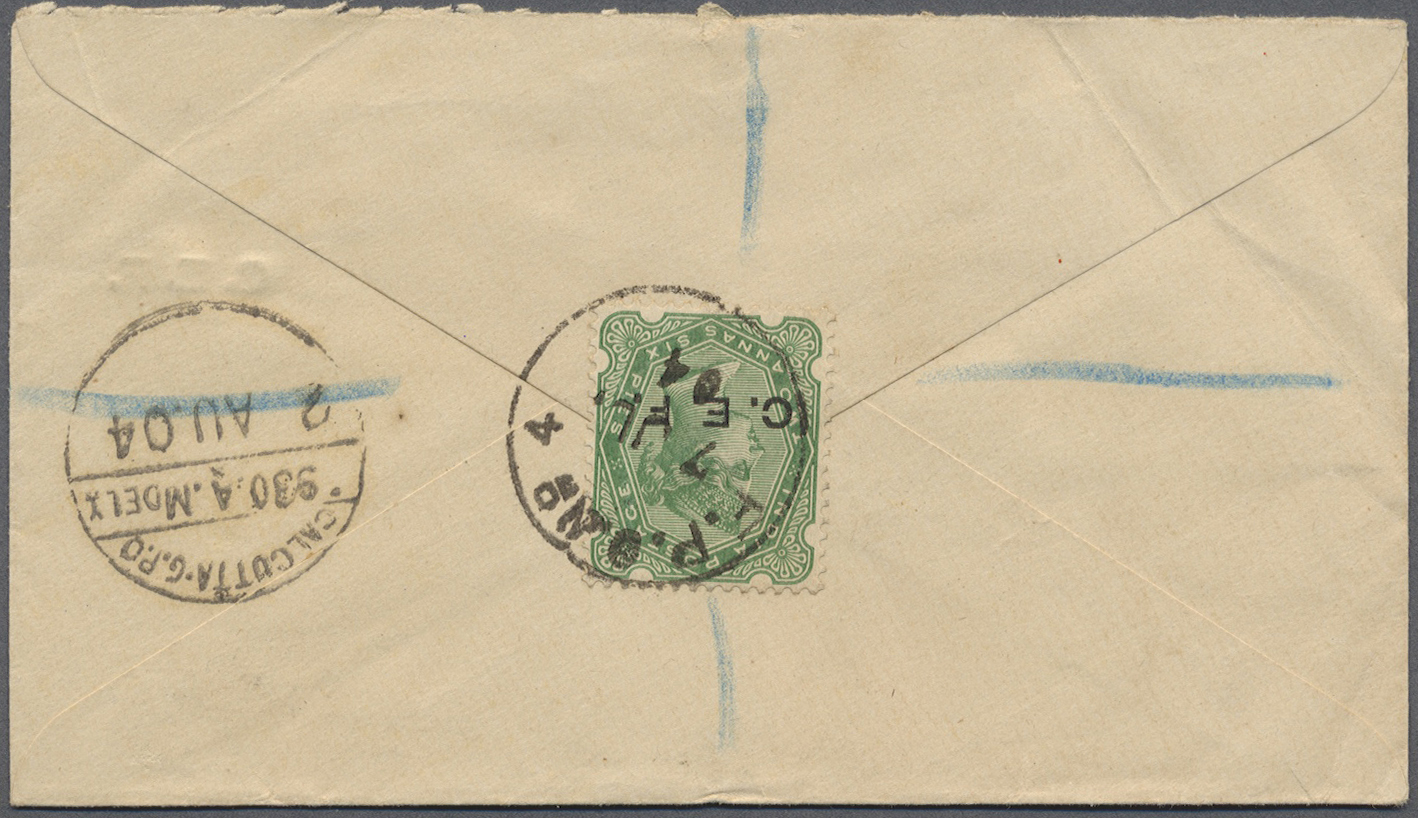 GA Indien - Feldpost: 1904. Registered 'China Expeditionary Force' Postal Stationery Envelope Half Anna Green Upgraded W - Military Service Stamp