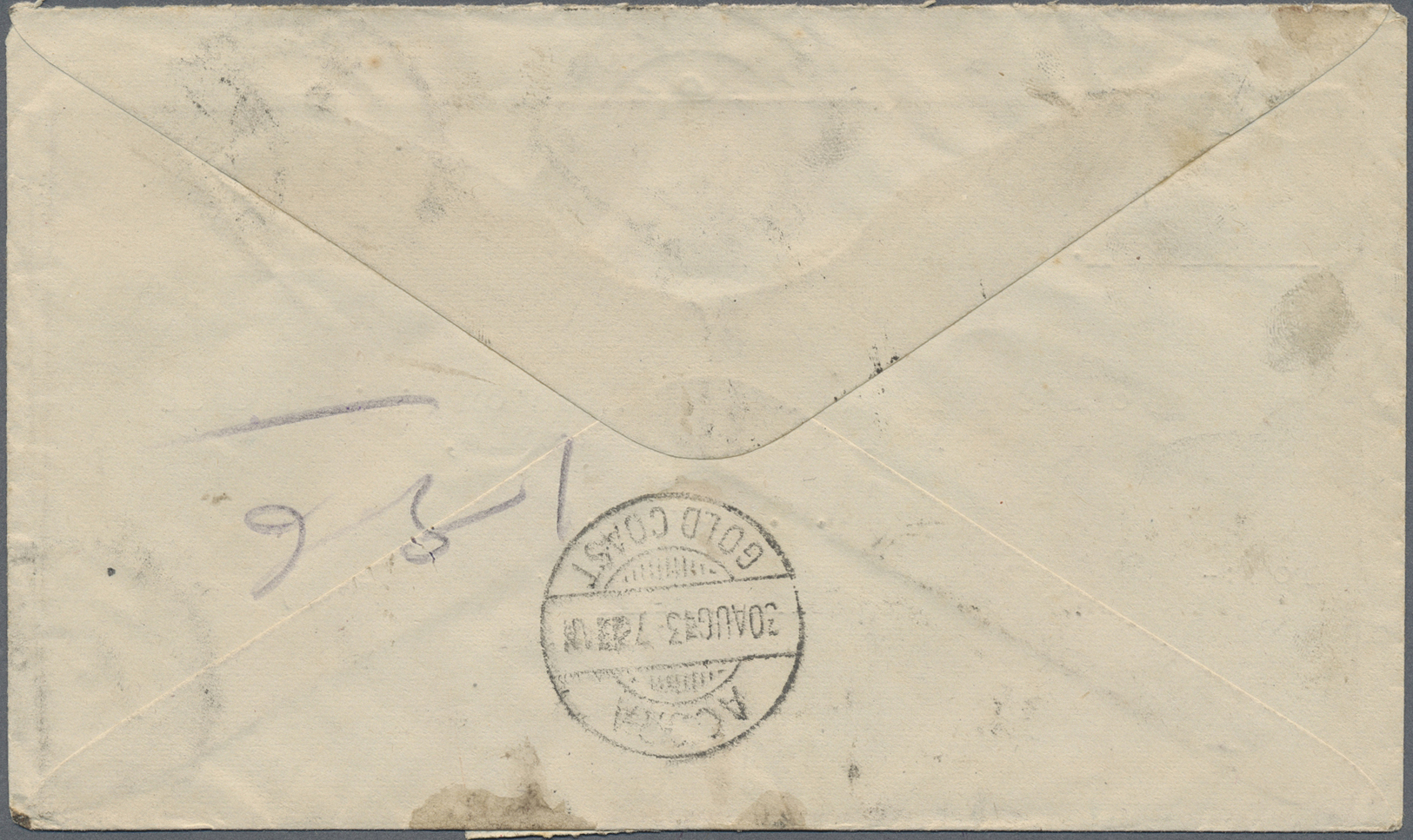 Br Indien - Feldpost: 1943. Registered Air Mail Envelope (small Stains) Headed 'Fighting France/Calcutta Committee/5 Gar - Franchise Militaire