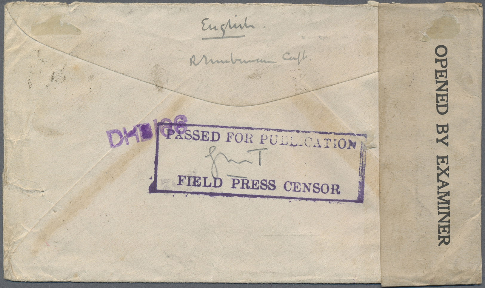 Br Indien - Feldpost: 1944. Air Mail Envelope (small Faults/tear) Addressed To London Bearing India SG 259, 1r Brown And - Military Service Stamp