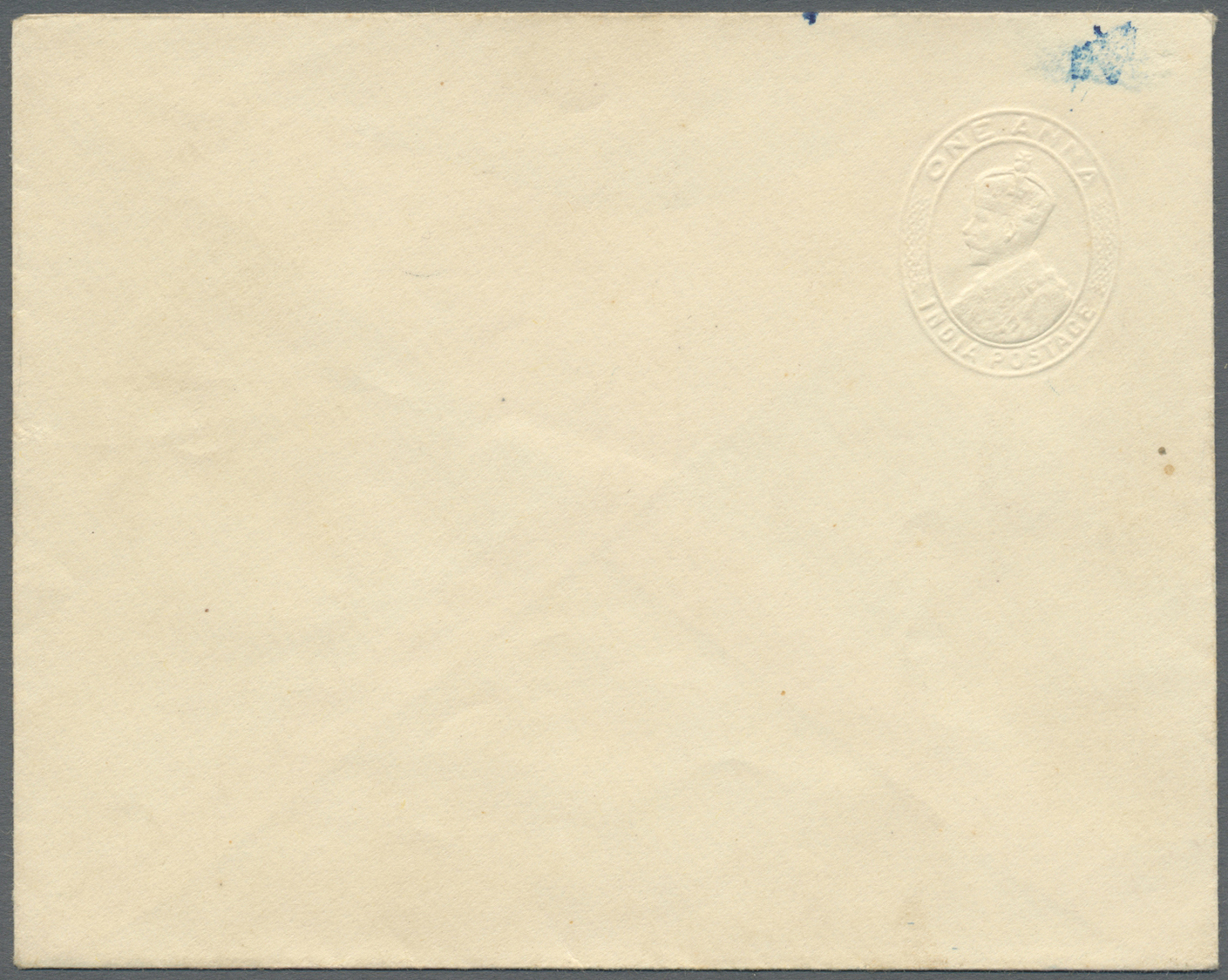 GA Indien - Ganzsachen: 1922/26 Postal Stationery Envelope KGV. 1a., ALBINO (colorless Embossing), Unused With A Bluish - Unclassified