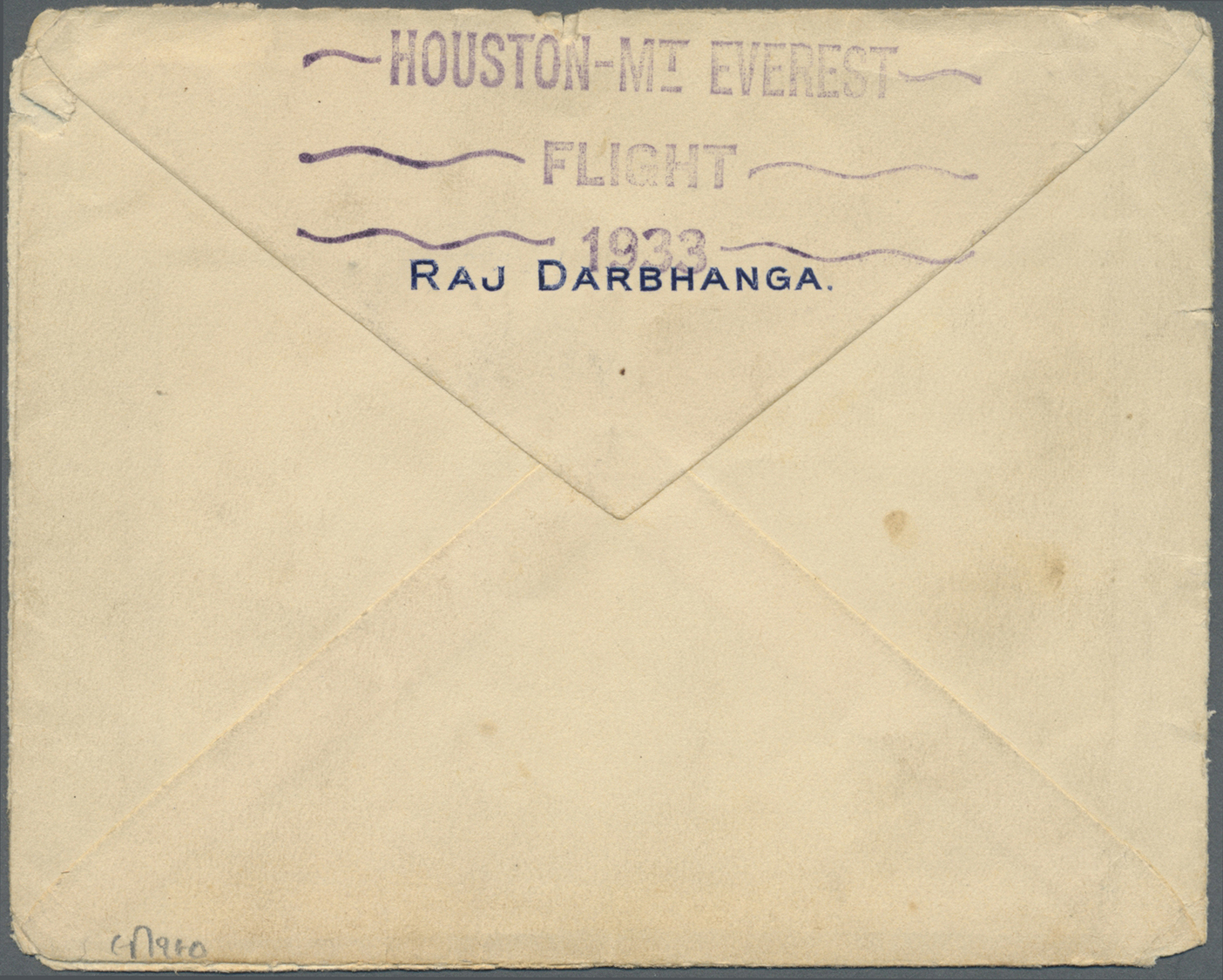Br Indien - Flugpost: 1933 HOUSTON MOUNT EVEREST FLIGHT: Cover And Letter From The First Flight Across The Mount Everest - Airmail