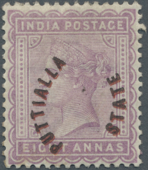 * Indien - Konventionalstaaten: PATIALA 1884: QV 8a. Dull Mauve With Overprint In Red And Black, Mounted Mint, Fresh And - Autres & Non Classés