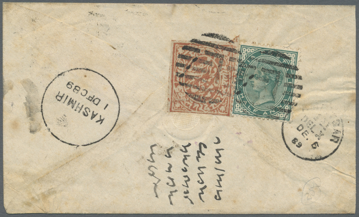 GA/Br Indien - Feudalstaaten: JAMMU & KASHMIR 1880's: Two Covers With Mixed Frankings, I.e. 1) British India Postal Stat - Other & Unclassified