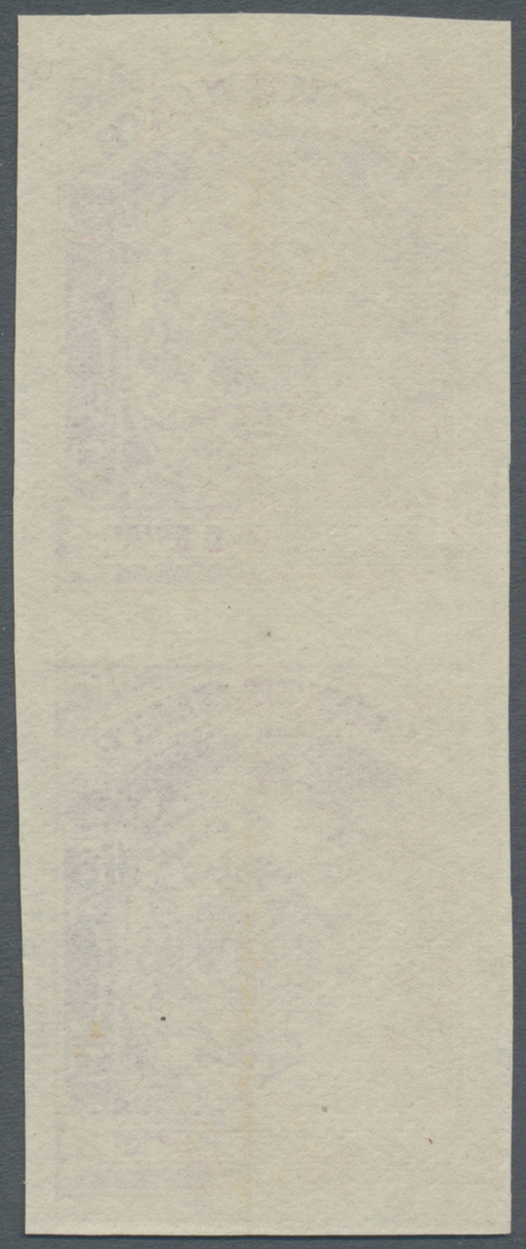 (*) Indien - Feudalstaaten: POONCH 1930 (c.): Imperforated Colour Proof In Purple Of 1a. Receipt Stamp Vertical Pair, Wo - Autres & Non Classés