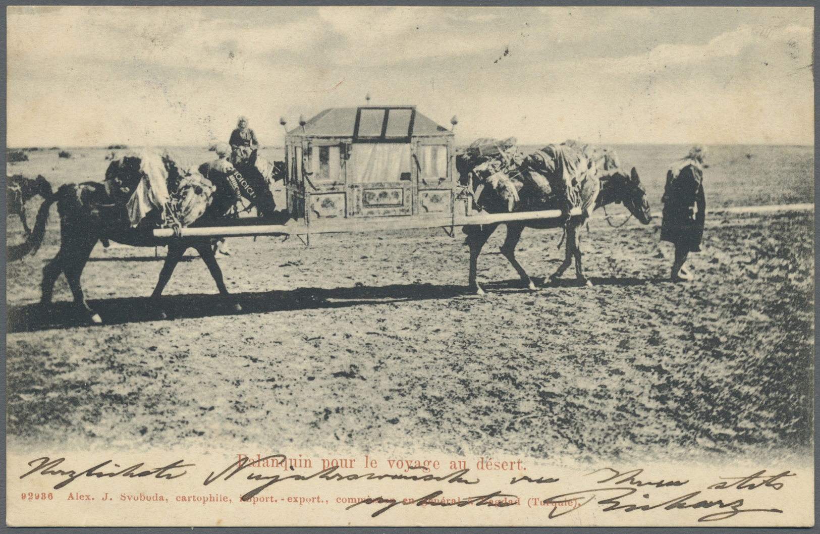 Irak: 1906, BAGDAD, Ppc "Palanquin Pour Le Voyage Au Desert" Franked With India KEVII 2a6p. Ultramarine And ½a. Green, R - Iraq