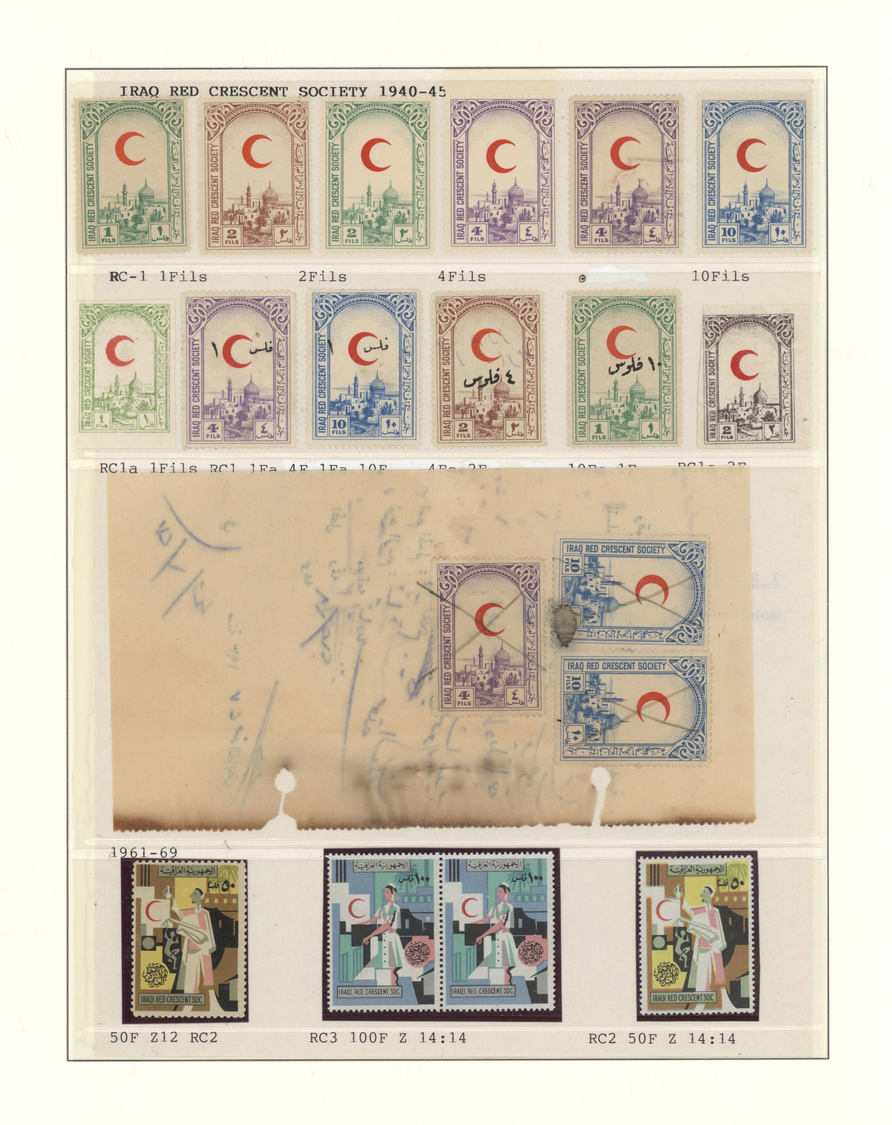 **/* Irak: 1940-69, RED CRESCENT SOCIETY Two Different Issues Including Four Uprated Values And 1 F. & 2 F. Imperf, Fine - Iraq