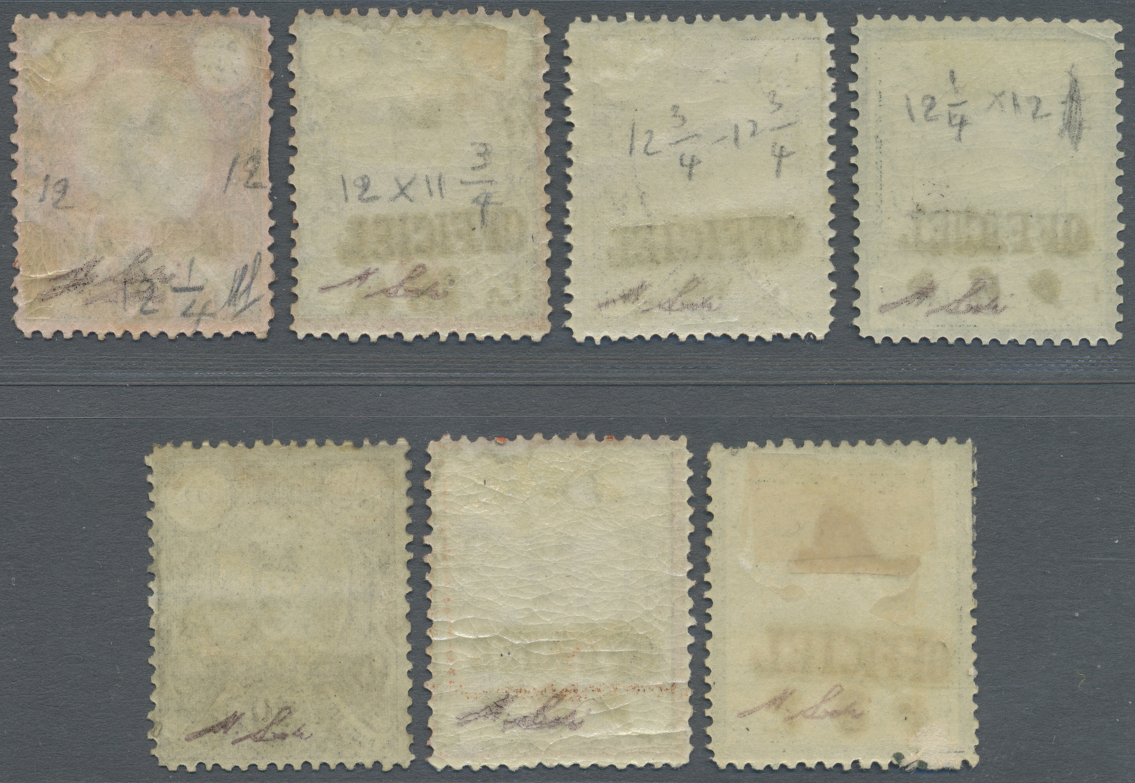 * Iran: 1885-87, Complete Set Of Seven Values Handstamped "OFFICIEL", Mint New Gum, Expertised Sadri - Iran