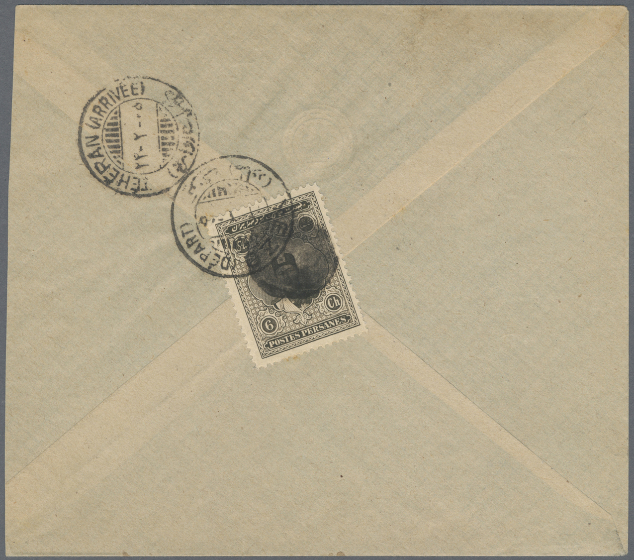 Br Iran: 1925 (ca.). Envelope Addressed To Teheran Bearing Yvert 462, 6ch Grey Tied By Yezd (Depart) Double Ring With Sh - Iran