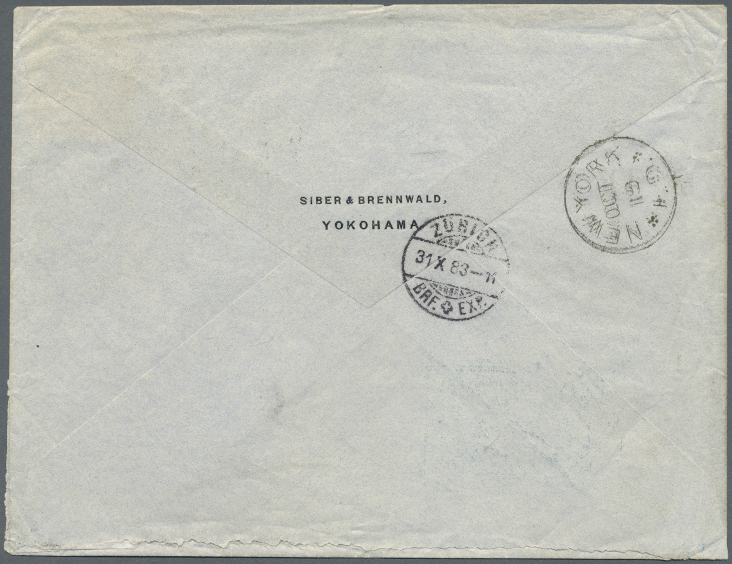 Br Japan: 1883. Envelope Addressed To Switzerland Bearing 'Cherry Blossom' SG 71, 20s Red (toned, Perforation Faults) Ti - Other & Unclassified