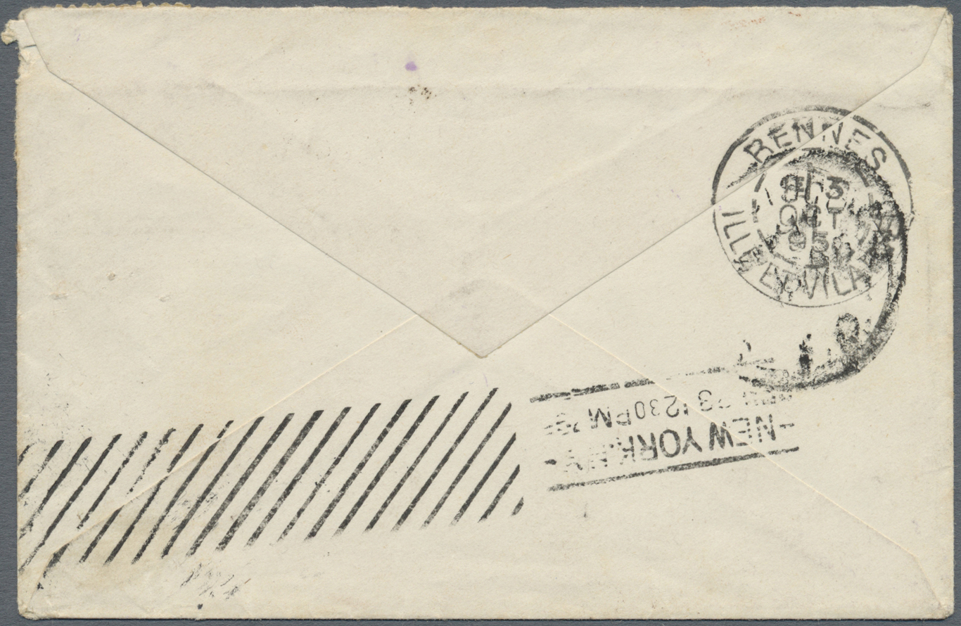 Br Japan: 1895. Envelope (small Faults) Addressed To France Bearing 'Koban' SG 105, 8s Violet And SG 113, 1s Green (2) T - Other & Unclassified