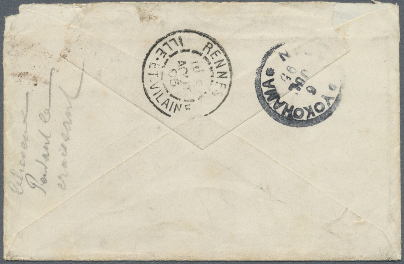 Br Japan: 1895. Envelope Addressed To France Bearing 'Koban' SG 105, 8s Violet And SG 113, 1s Green (2) Tied By Oita-Bun - Autres & Non Classés