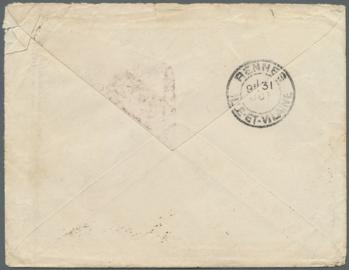 Br Japan: 1895. Envelope Addressed To France Bearing 'Koban 'SG 115, 5s Blue (pair) Tied By Oita-Bungo Vernacular Date S - Autres & Non Classés