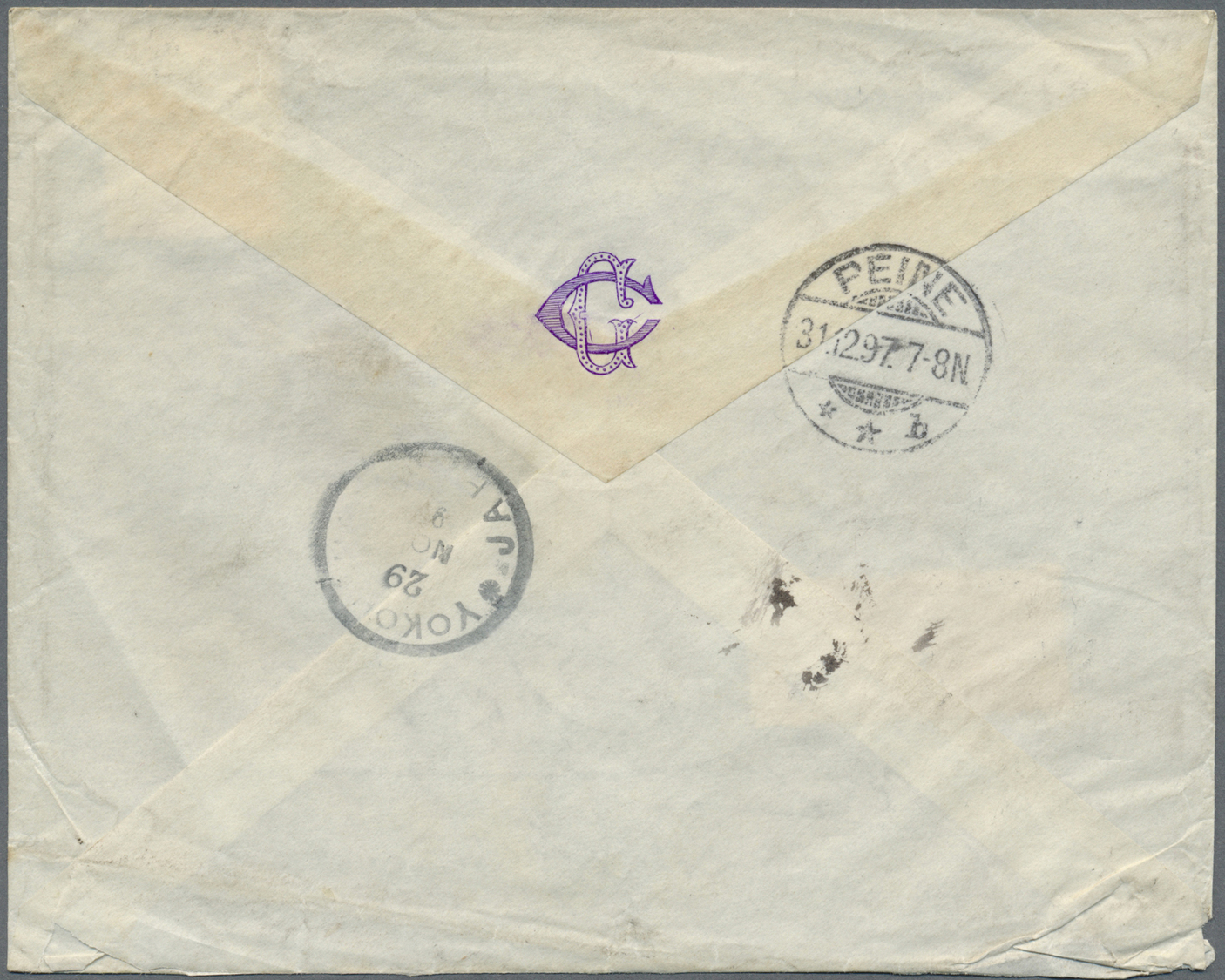 Br Japan: 1897, 20s. Vermilion, Single Franking On Registered Cover From "KOBE 28 NOV 97" To Peine/Germany With Arrival - Other & Unclassified