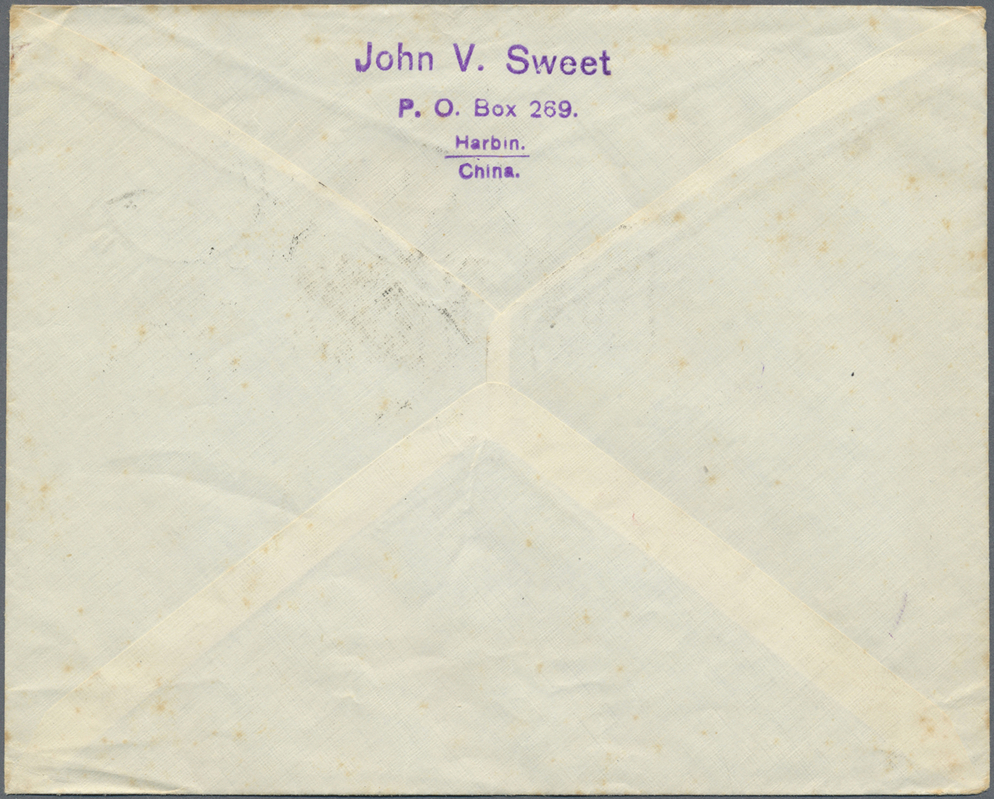 Br Japanische Post In China: 1928. Air Mail Envelope (stains.) Written From Harbin Addressed To Harbin, Manchuria Bearin - 1943-45 Shanghai & Nankin