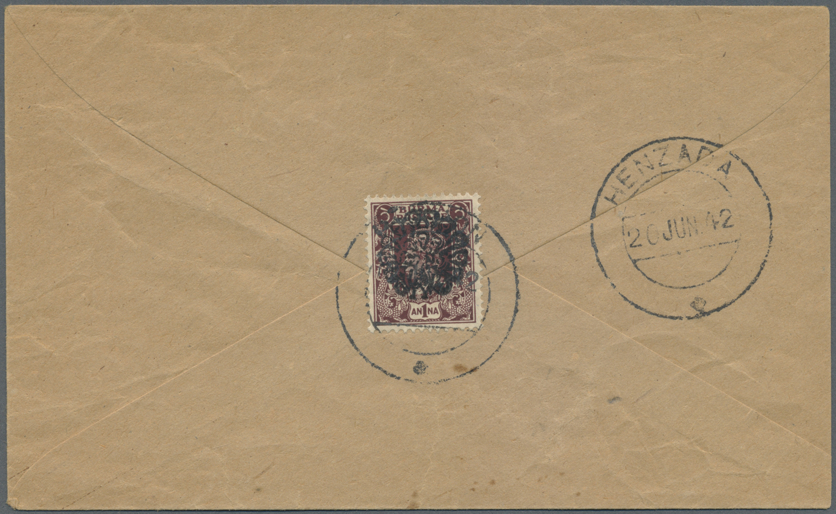 Br Japanische Besetzung  WK II - Burma: 1942, Pyapon Overprinded 1 A. Purple-brown Tied By Cds. "PAYPON 18.JUIN.42" To C - Myanmar (Birmanie 1948-...)