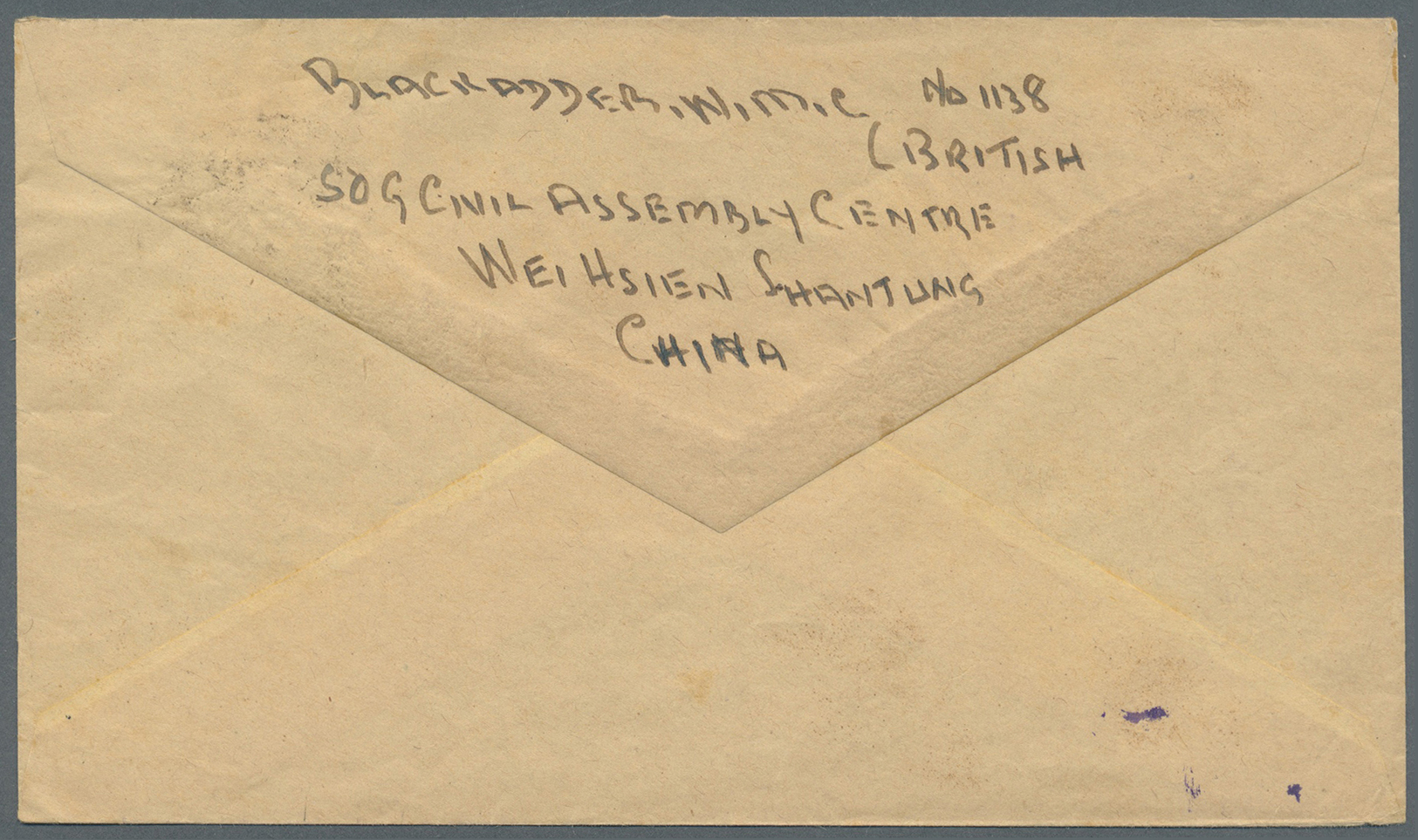 Br Japanische Besetzung  WK II - China - Nordchina / North China: 1944 (PRISONER OF WAR MAIL). Envelope Written From 'W. - 1941-45 Chine Du Nord