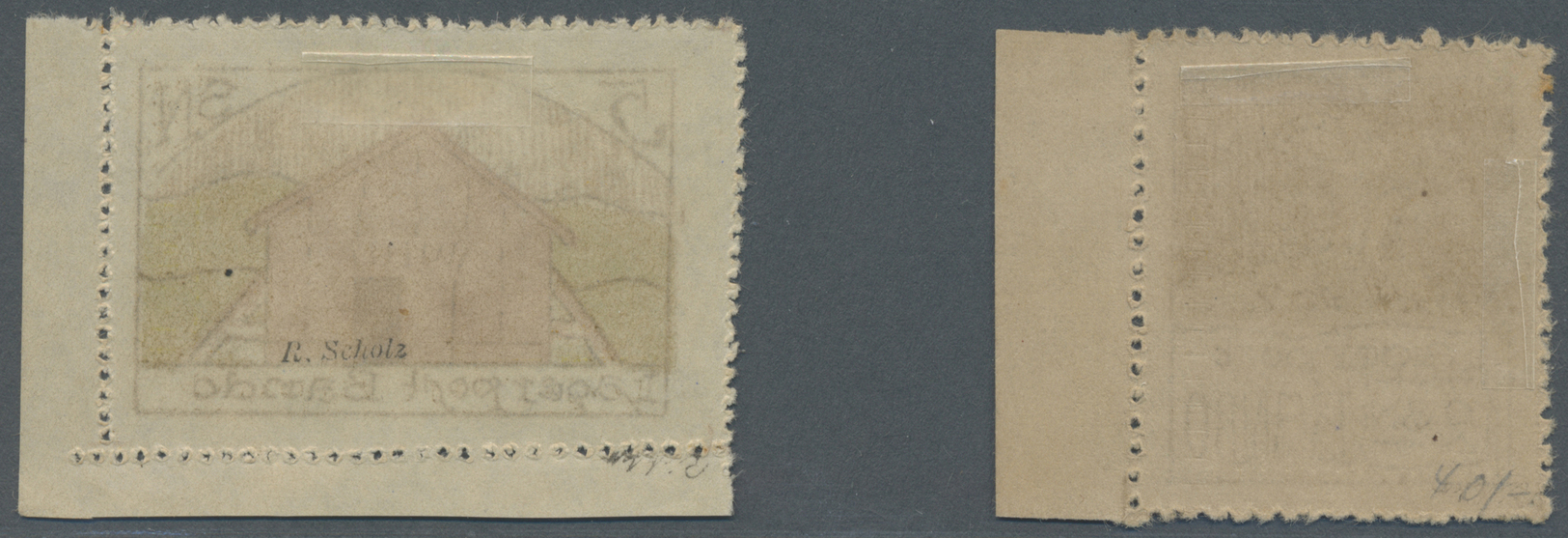 (*) Lagerpost Tsingtau: 1918, Lagerpost Stamps 2 S., A Right Margin Cop. And 5 S. , A Right Corner Margin Copy, Signed R - Chine (bureaux)