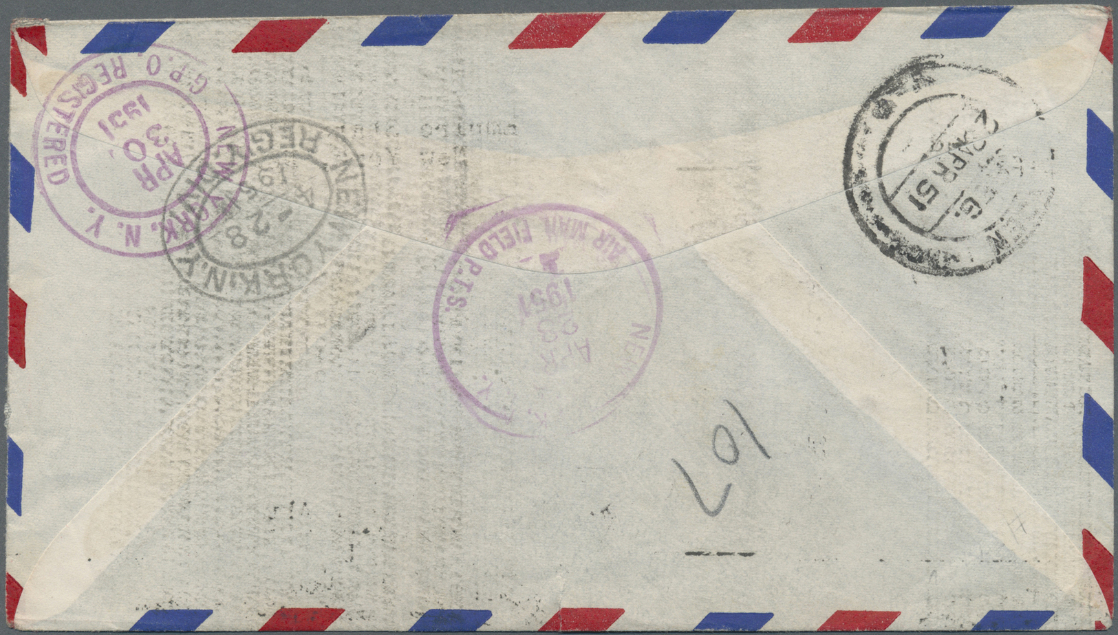 Br Jemen: 1947, Prince's Flight To United Nations, 1i. With Black Overprint On 1951 Registered Airmail Cover From "TAIZ" - Yemen