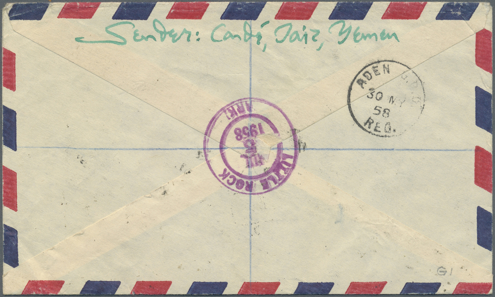 Br Jemen: 1957/1960, Lot Of Four Covers To USA Resp. Aden, Three Registered Mail, 4b. Arab Postal Union Plate Number, So - Yemen