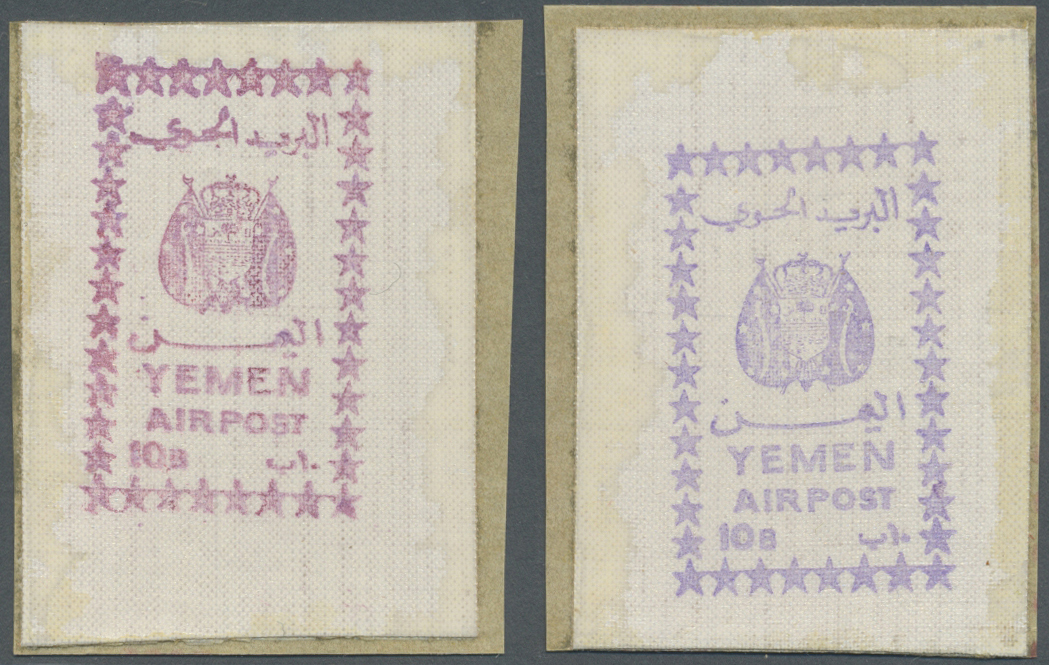 ** Jemen - Königreich: 1966, HANDSTAMP PROVISIONALS Group With 44 Mostly Different Stamps In Both Types Incl. Diff. Type - Yemen