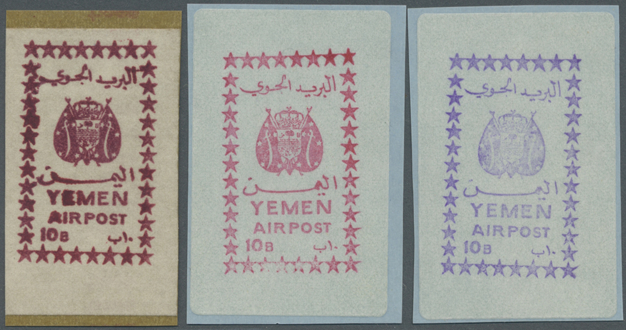 ** Jemen - Königreich: 1966, HANDSTAMP PROVISIONALS Group With 44 Mostly Different Stamps In Both Types Incl. Diff. Type - Yemen