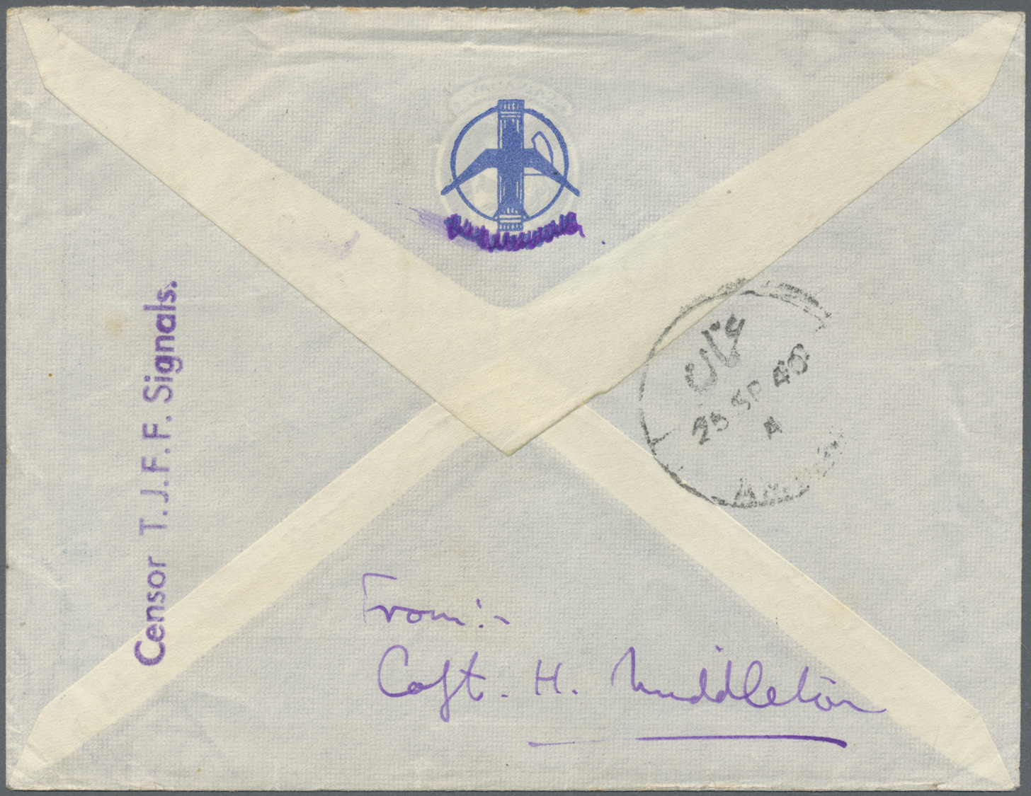 Br Jordanien: 1940. Air Mail Envelope Addressed To England Bearing Transjordan SG 200, 15m Blue And SG 202, 50m Purple T - Jordan