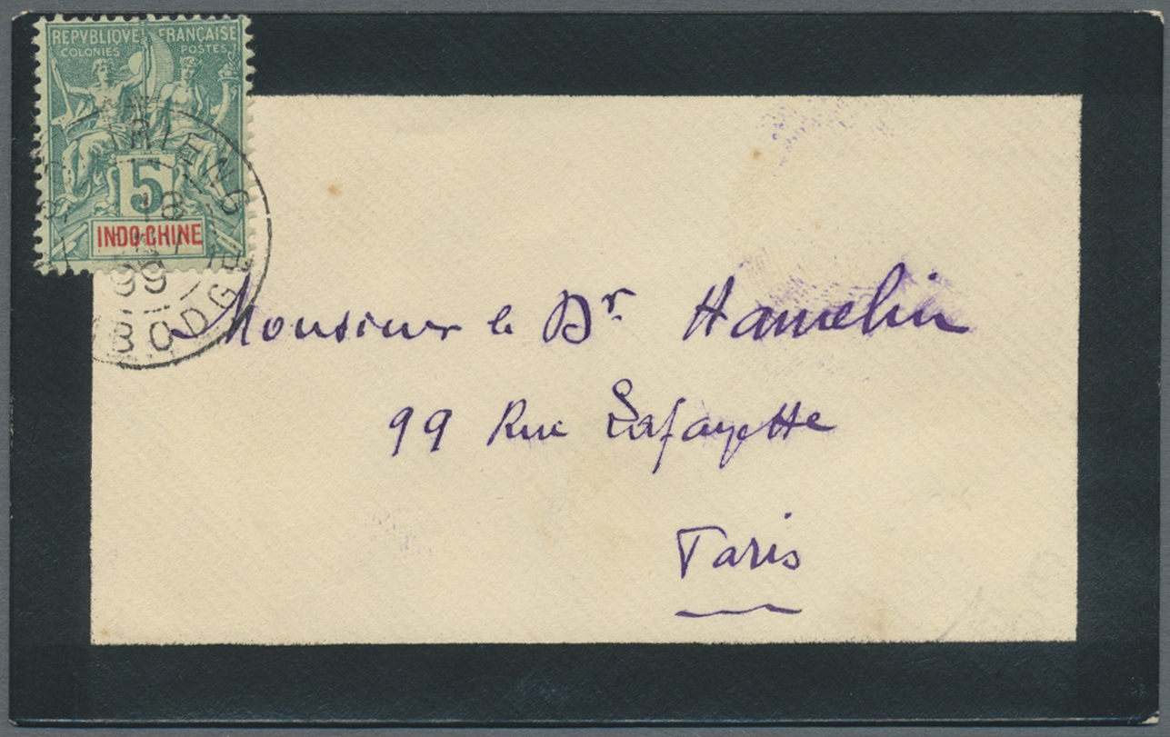 Br Kambodscha: 1899. Mourning Envelope Addressed To Paris Bearing French Indo-China SG 9, 5c Blue/green Tied By Soairien - Cambodia