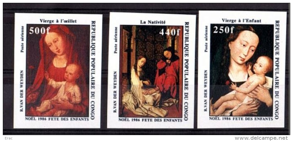 Noël - Peintures (van Der Weyden) - RP Congo 1986 - PA N° 358 à 360 - Non Dentelés - Neufs ** - Colecciones