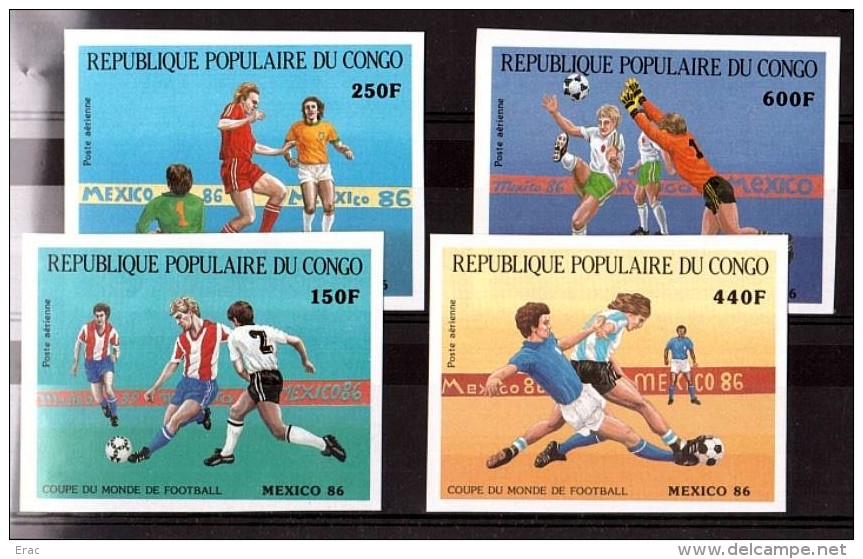 Football Mexico 86 - RP Congo 1986 - PA N° 349 à 352 - Non Dentelés - Neufs ** - Collections