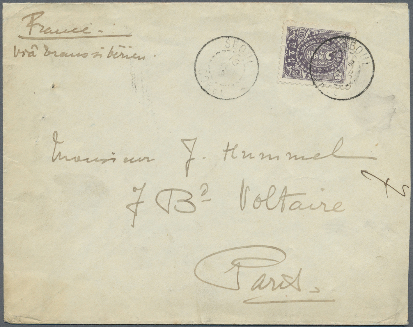 Br Korea: 1902. Envelope Written From The &lsquo;French Legation In Coree' Addressed To France Bearing SG 30b, 15ch Brig - Korea (...-1945)