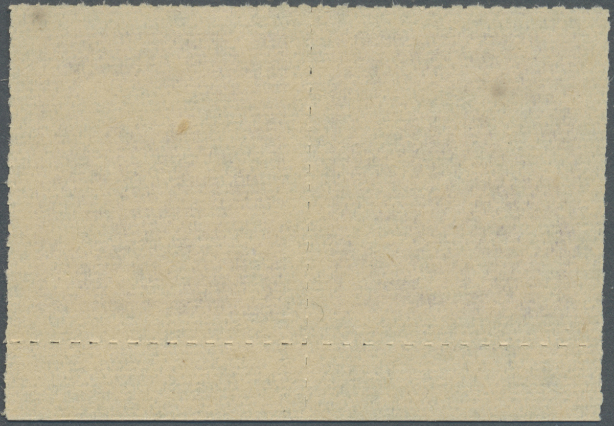 (*) Korea-Nord: 1947, 1 W. "red" Peasants On White Paper, Rouletted, A Horizontal Bottom Margin Pair, Unused No Gum As I - Korea, North