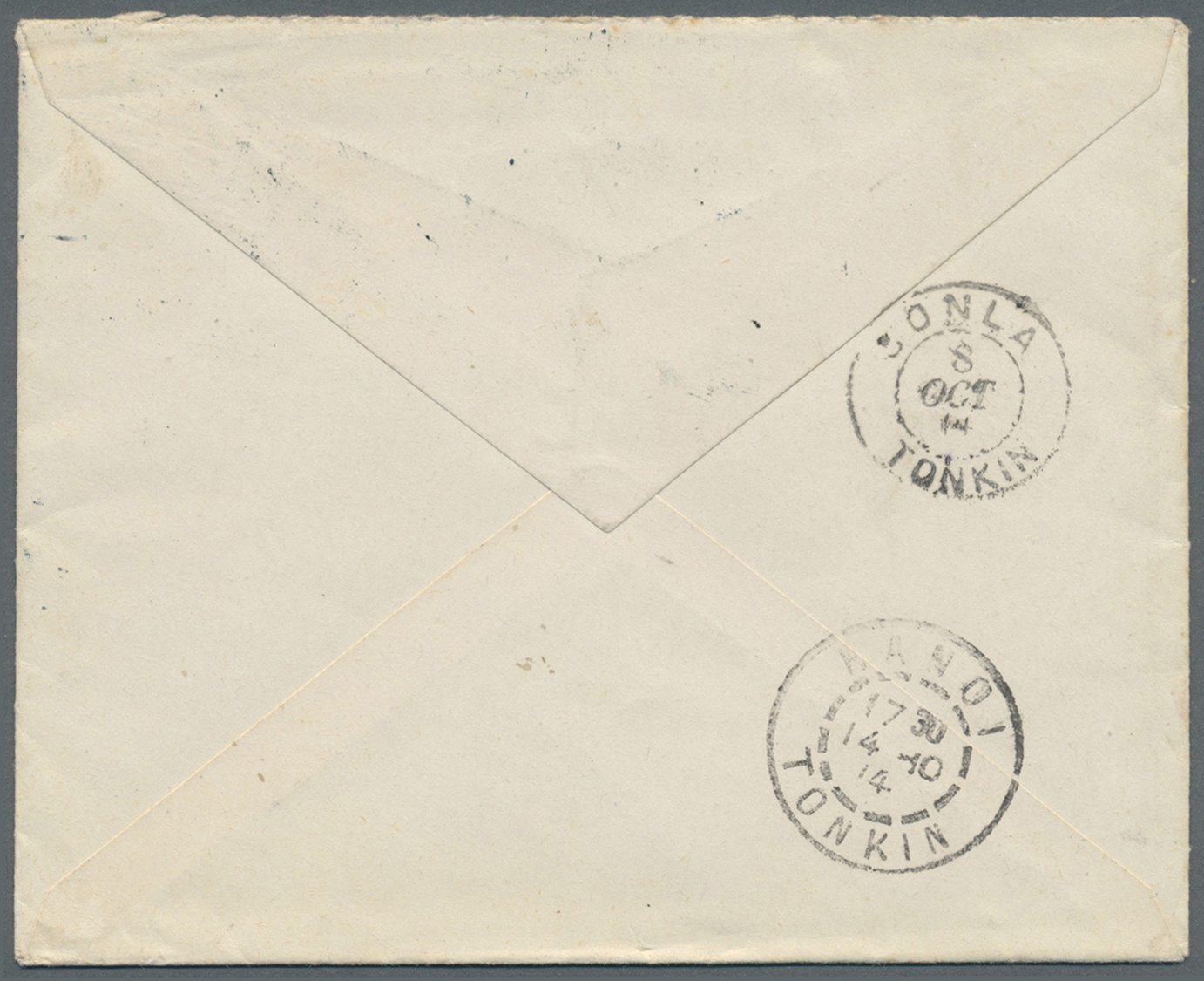 Br Laos: 1914. Envelope Addressed To Paris Bearing French Indo-China SG 55, 10c Scarlet Tied By Sam-Nua/Laos Double Ring - Laos