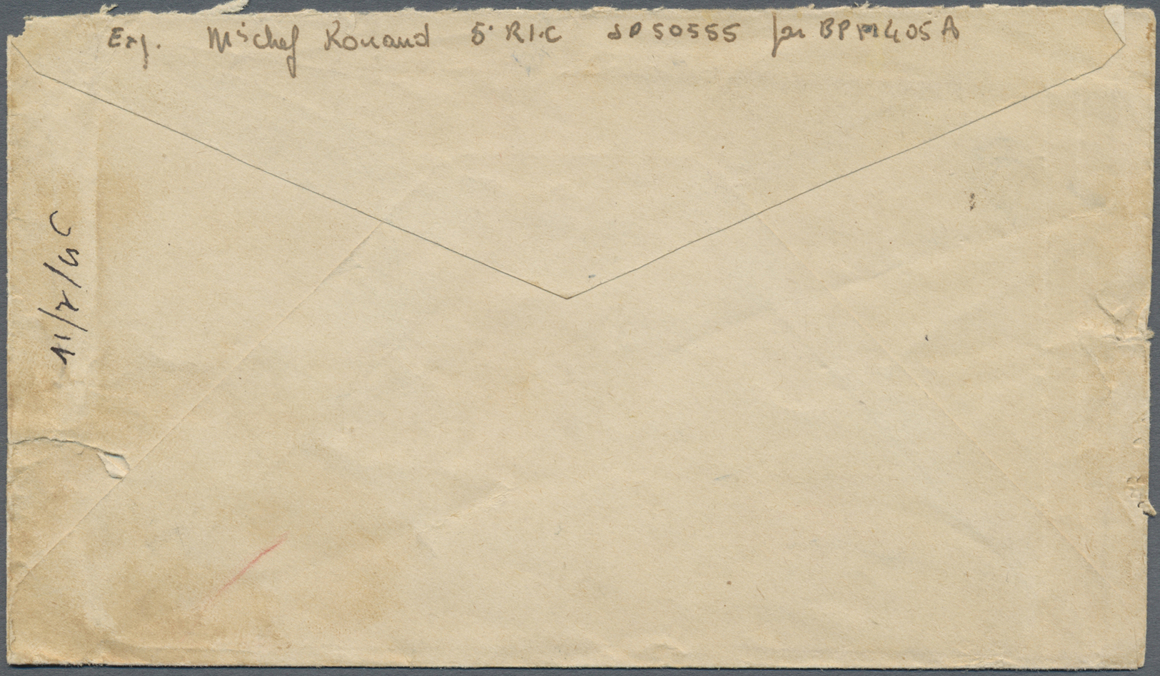 Br Laos: 1946. Stampless Air Mail Envelope (faluts/tears) Written From 'BPM 405A' French Troops In Pakse, Laos Dated '2n - Laos