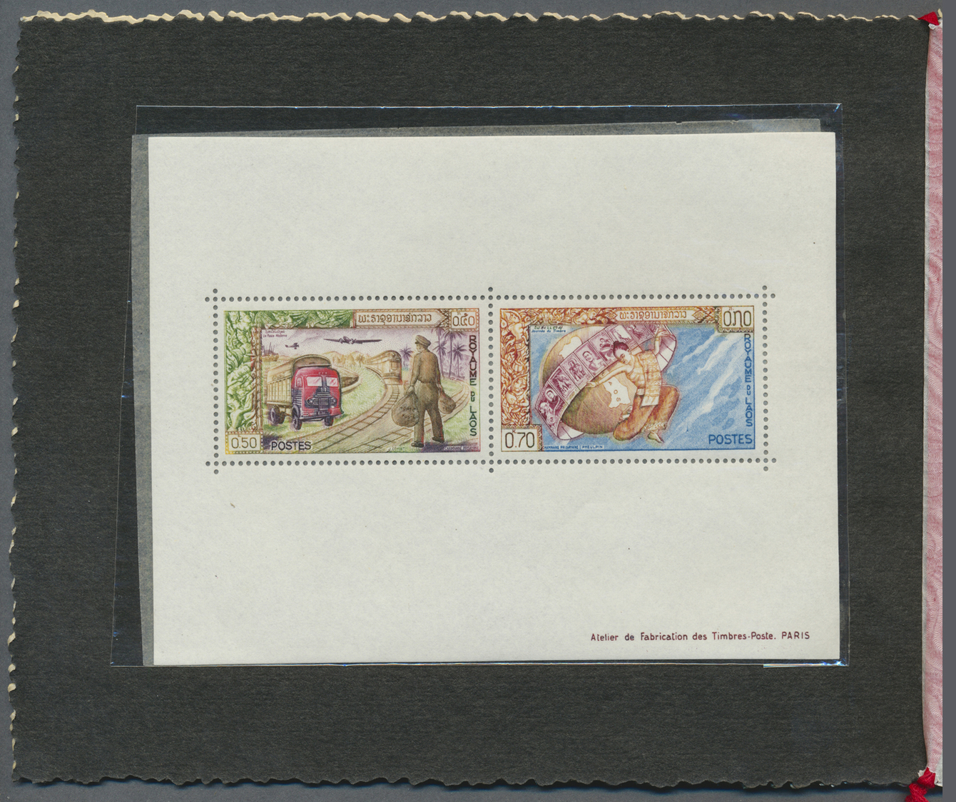 ** Laos: 1962, Journée De Timbre, S/s Perforated And Imperforated In Official Gift Booklet. - Laos