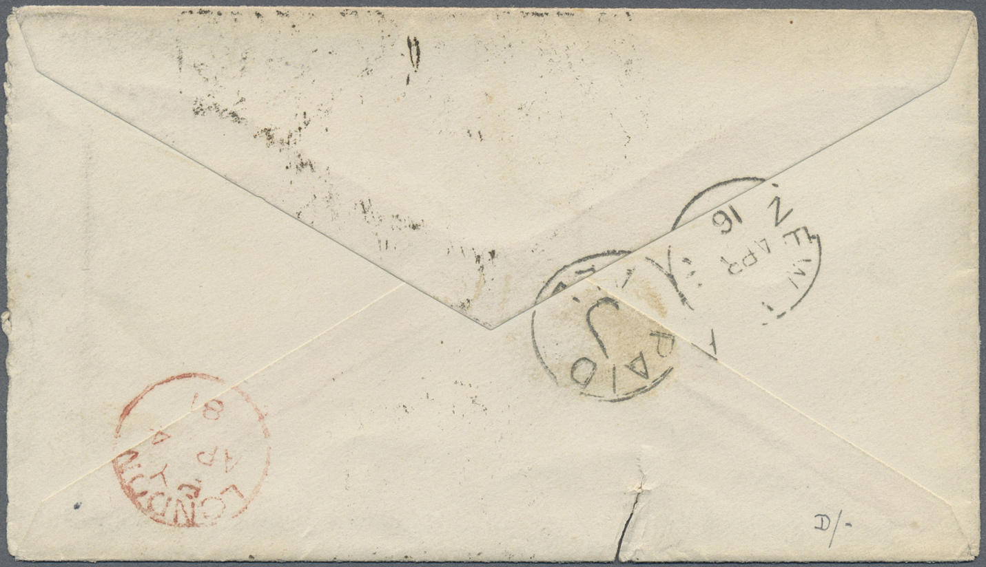 Br Libanon: 1881, 2 1/2 P. Ultramarine On Small Cover Tied By Black Barred "G06" And "BRITISH POST OFFICE A BEYROUTH MAI - Lebanon