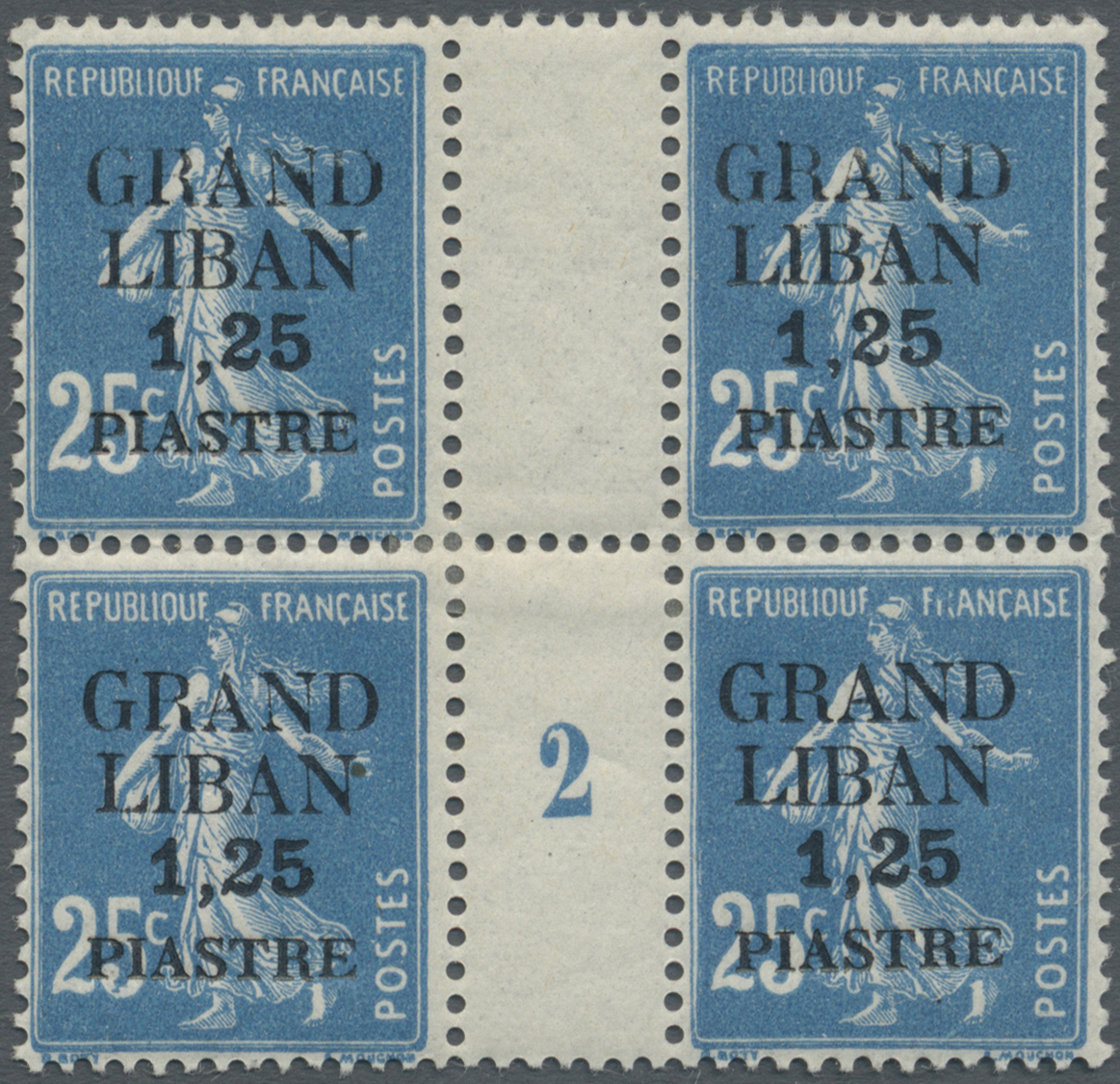 * Libanon: 1924, French Overprint, Group Of 16 Millesime Gutter Pairs, Mint O.g. With Hinge Remnants. Maury 1I (3), 1II - Lebanon