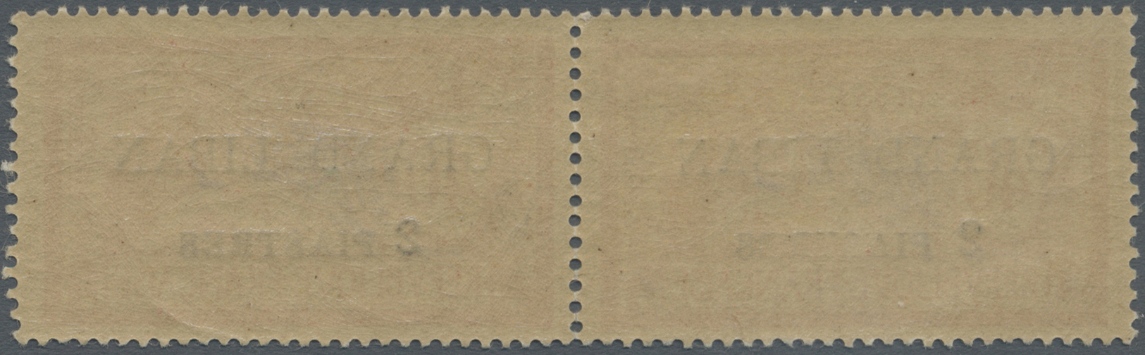 * Libanon: 1924, 2pi. On 40c. Red/blue, Horiz. Pair, Left Stamp With Partial Albino Printing Of Surcharge ("2PI...S" And - Liban