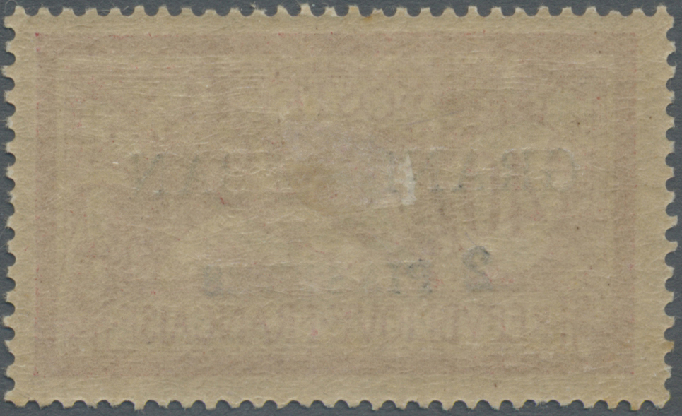 * Libanon: 1924, 2pi. On 40c. Red/blue With Partial Albino Printing Of Surcharge ("GRAN   BAN" And "PIASTRES" Partly Wea - Lebanon