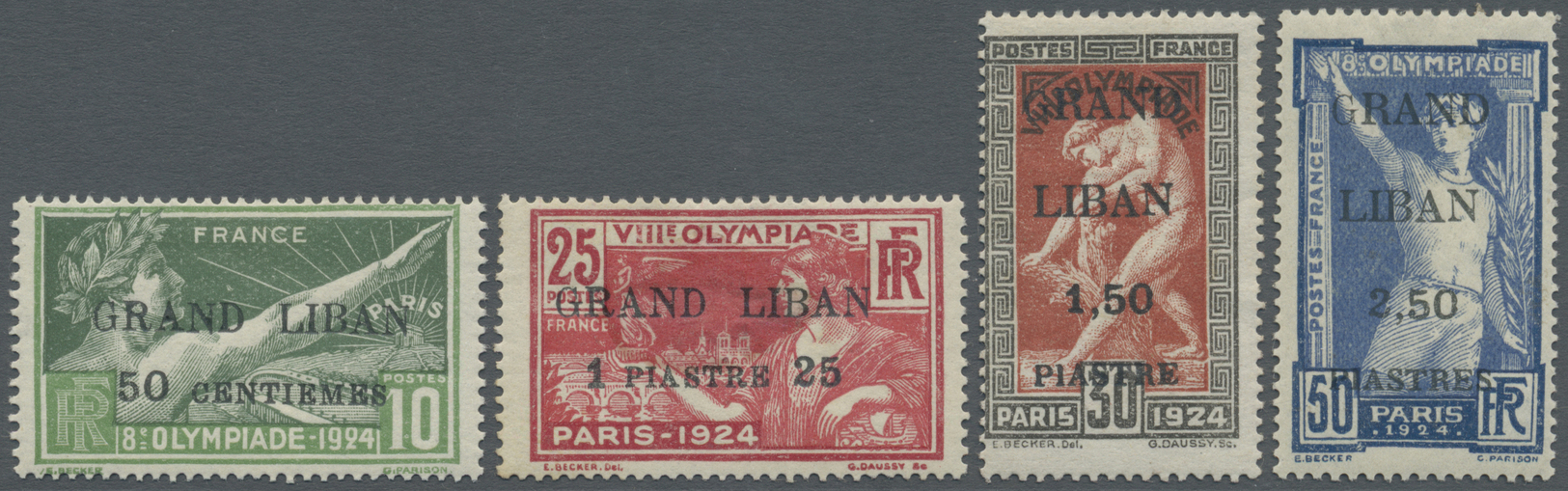 * Libanon: 1924, Olypic Games, Complete Set Each With "Small G In GRAND", Mint O.g. With Hinge Remnant/partly Melted Gum - Lebanon