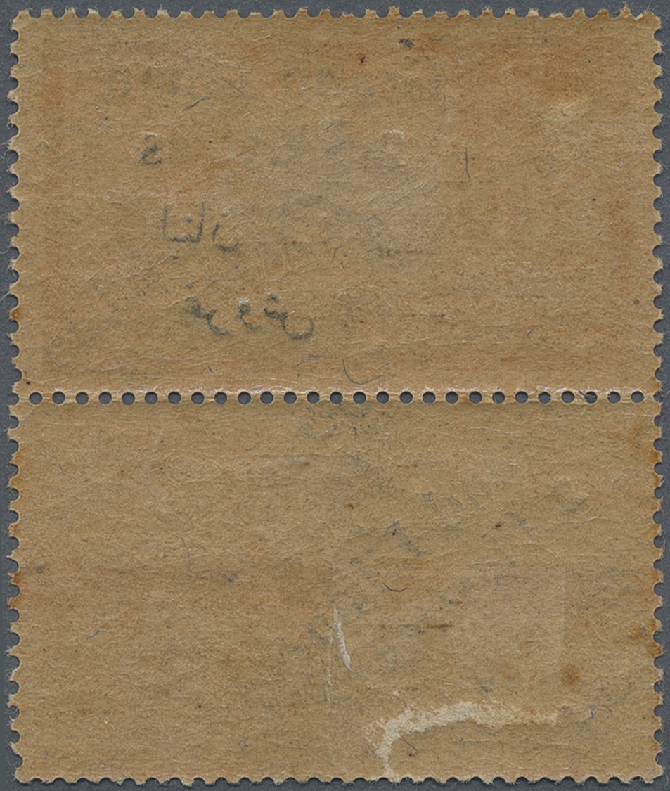 * Libanon: 1924, 2pi. On 40c. Red/blue With Adjoining Gutter, Showing Additional Diagonally Shifted Overprint, Which Res - Lebanon