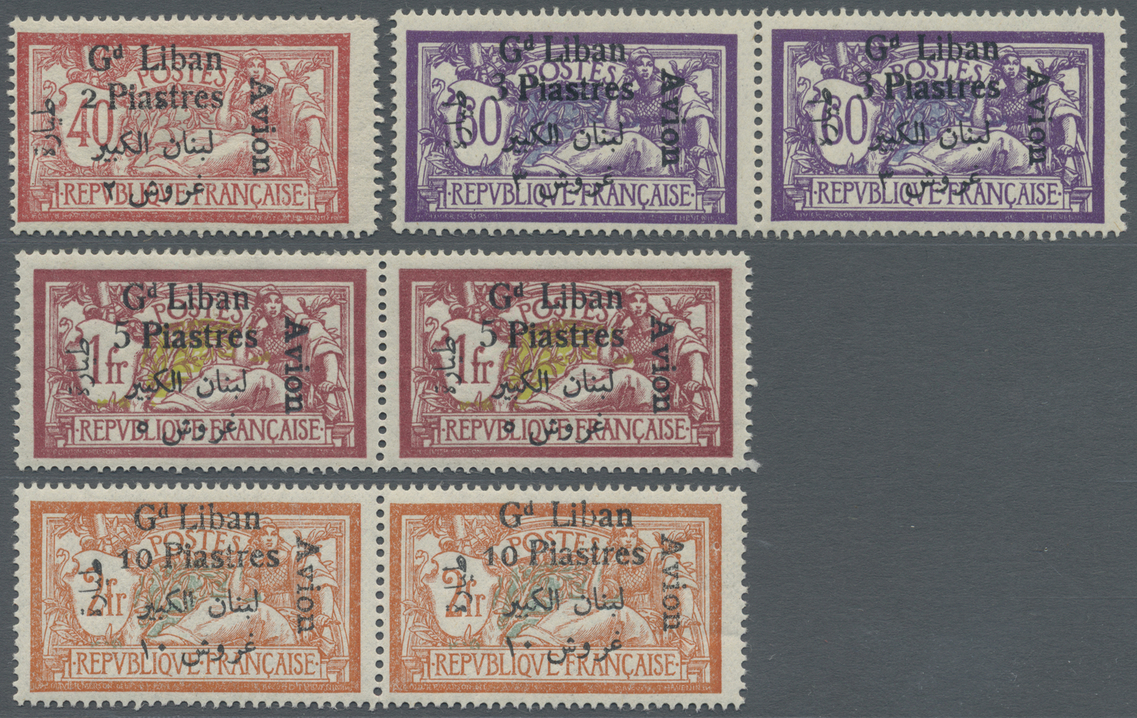 **/* Libanon: 1924, Airmails, "Wide Spacing Between Gd And Liban" (2mm Instead Of 1-1½mm), 2pi. Single Stamp, Other Valu - Liban