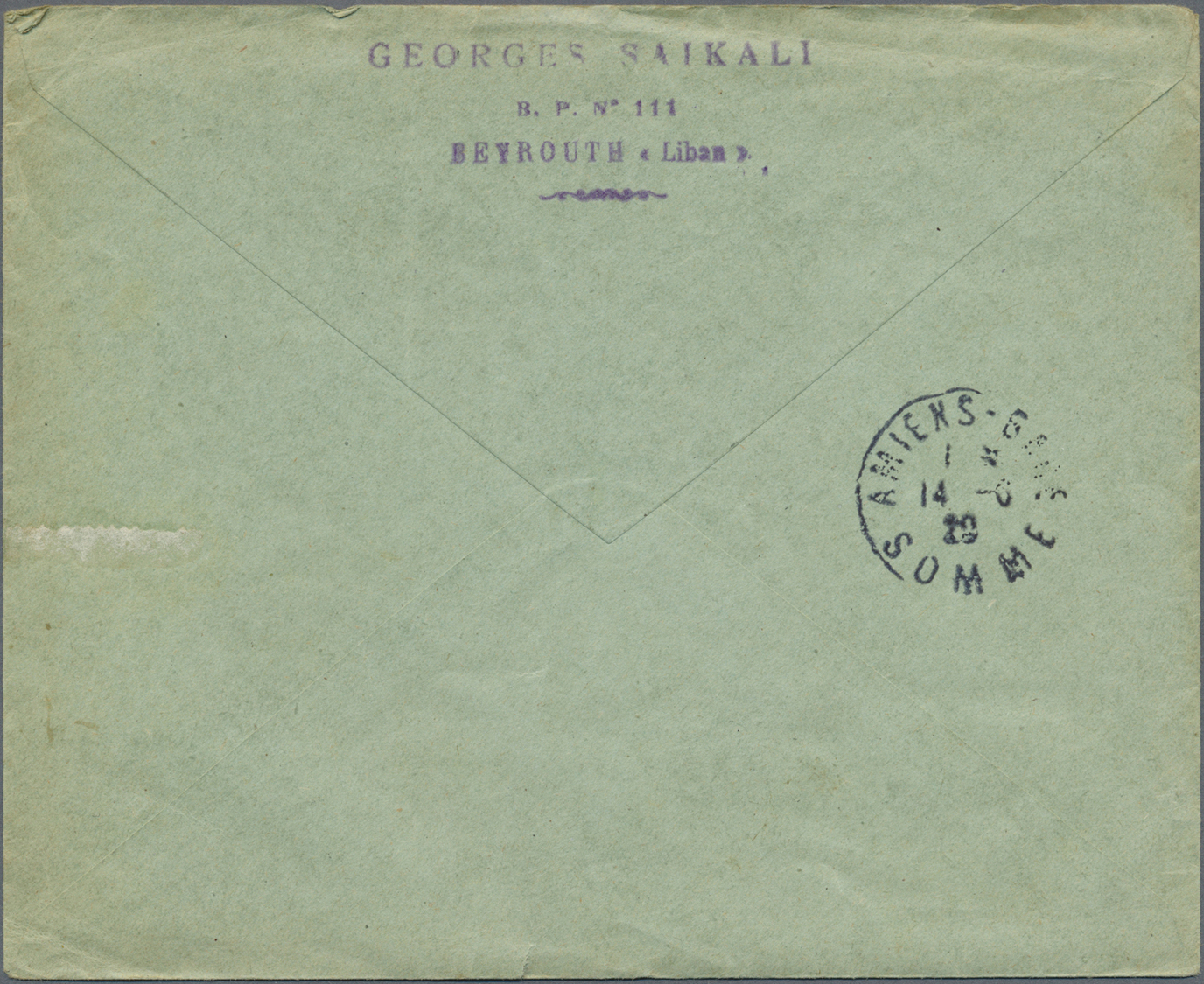 Br Libanon: 1925-29, Air Mail Cover "BEYROUTH - BAGHDAD - ALEXANDRIA 23/1/25" & First Flight Cover "BEYROUTH MARSEILLE 3 - Lebanon