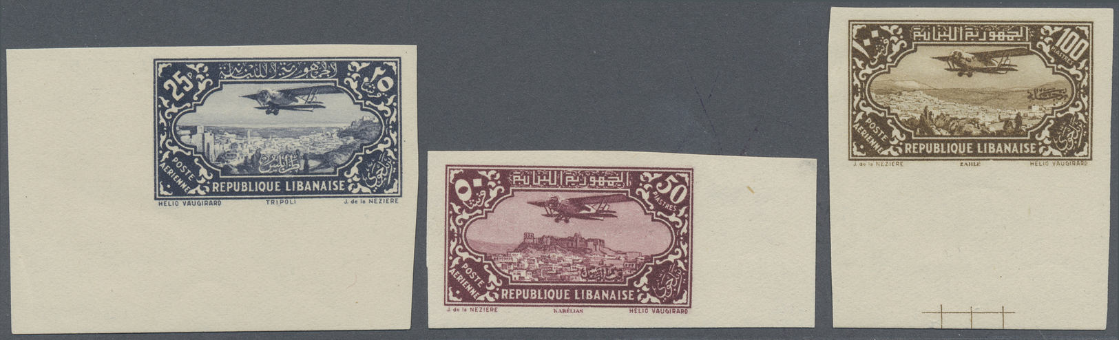 * Libanon: 1930/1931, Airmails 0.50pi. To 100pi., Complete Set Of Ten Values IMPERFORATE, Mint O.g. Previously Hinged. M - Lebanon