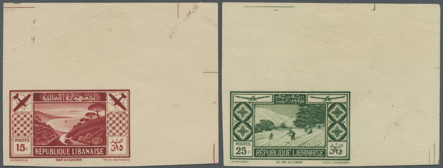 **/* Libanon: 1936, Tourism, 0.50pi. To 25pi., Complete Set Of Eight Values, IMPERFORATE From The (mainly Upper Right) C - Liban