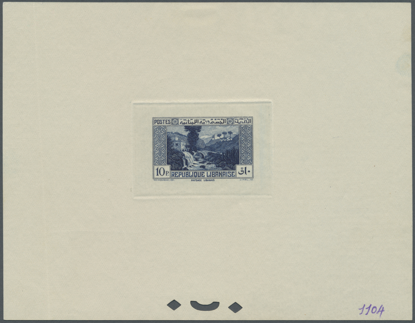 (*) Libanon: 1937/1940, Definitives 0.10pi. to 100pi., 25 epreuve d'artiste in differing colours incl. the rare 7.50pi.