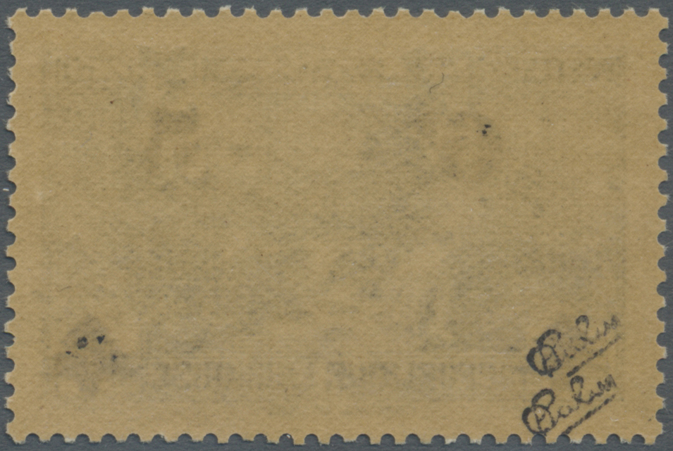 ** Libanon: 1945, 6pi. On 12½pi. Ultramarine With DOUBLE Overprint, Unmounted Mint, Signed Calves. Maury 195a - Lebanon