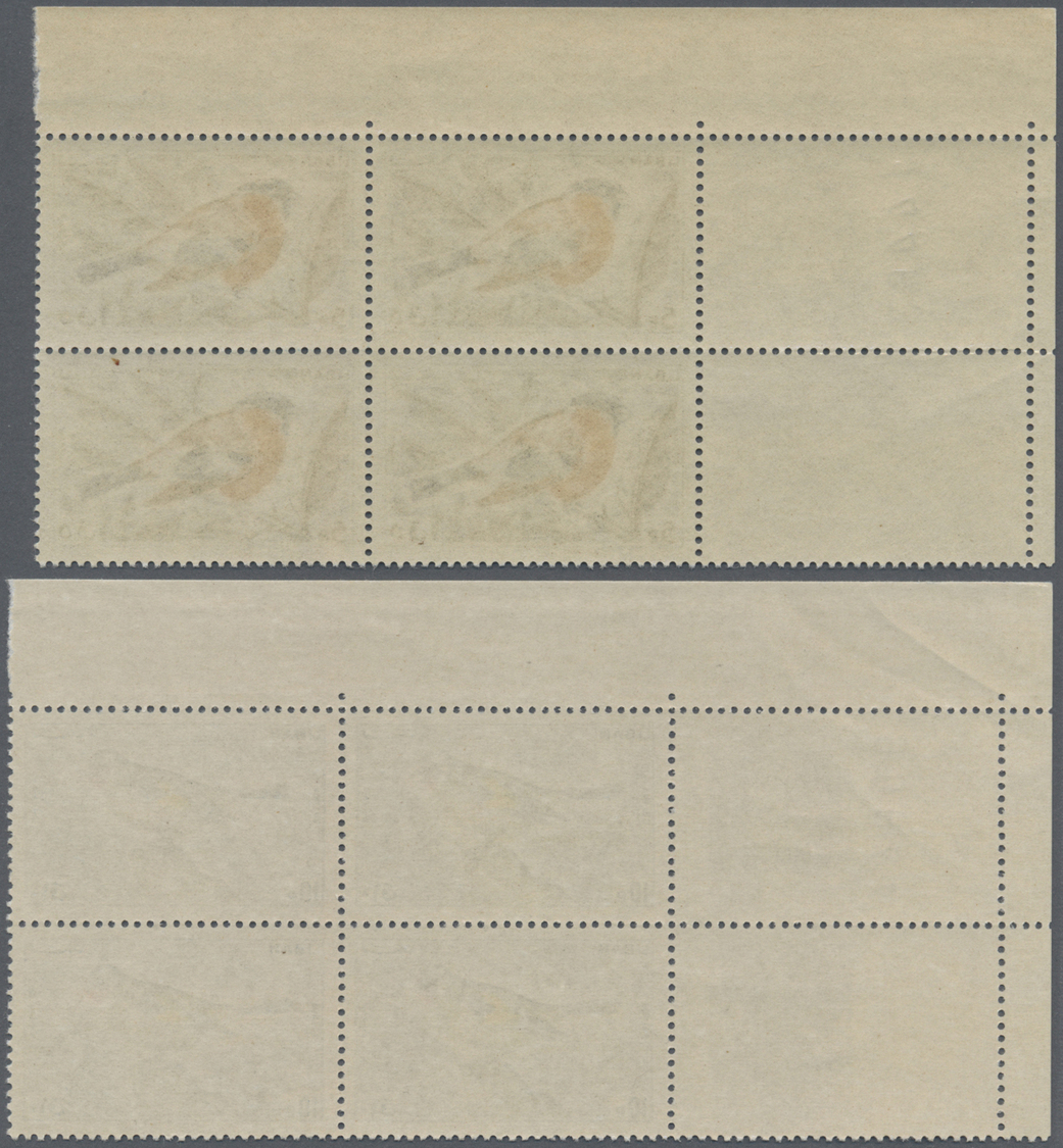 ** Libanon: 1965, Birds, 5pi. To 32.50pi., Complete Set Of Six Values As Marginal Blocks Of Four From The Corner Of The - Liban